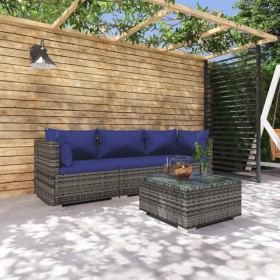 4-piece garden sofa set and gray synthetic rattan cushions by vidaXL, Garden sets - Ref: Foro24-3101422, Price: 285,99 €, Dis...