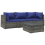 4-teiliges Gartensofa-Set und graue synthetische Rattankissen von vidaXL, Gartensets - Ref: Foro24-3101422, Preis: 314,41 €, ...