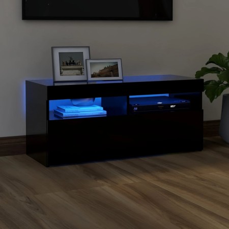 Mueble de TV con luces LED negro 90x35x40 cm de vidaXL, Muebles TV - Ref: Foro24-804383, Precio: 57,99 €, Descuento: %