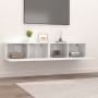 TV furniture 2 units engineered wood glossy white 80x30x30 cm by vidaXL, TV Furniture - Ref: Foro24-804541, Price: 88,86 €, D...