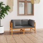 Garden sofa, 2 seats, with gray cushions, made of solid teak wood. by vidaXL, Garden sets - Ref: Foro24-3087207, Price: 334,5...