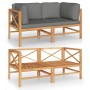 Garden sofa, 2 seats, with gray cushions, made of solid teak wood. by vidaXL, Garden sets - Ref: Foro24-3087207, Price: 334,5...