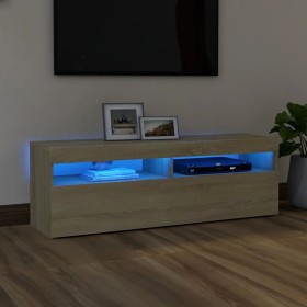 TV cabinet with LED lights Sonoma oak 120x35x40 cm by vidaXL, TV Furniture - Ref: Foro24-804376, Price: 81,61 €, Discount: %