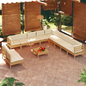 Muebles de jardín 12 pzas y cojines madera de pino marrón miel de vidaXL, Conjuntos de jardín - Ref: Foro24-3096860, Precio: ...