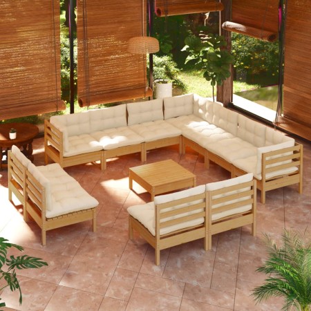 Garden furniture 12 pieces and cushions honey brown pine wood by vidaXL, Garden sets - Ref: Foro24-3096872, Price: 1,00 €, Di...