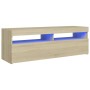 TV cabinet with LED lights Sonoma oak 120x35x40 cm by vidaXL, TV Furniture - Ref: Foro24-804376, Price: 81,61 €, Discount: %