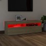 Mueble de TV con luces LED roble Sonoma 120x35x40 cm de vidaXL, Muebles TV - Ref: Foro24-804376, Precio: 81,61 €, Descuento: %