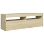 TV cabinet with LED lights Sonoma oak 120x35x40 cm by vidaXL, TV Furniture - Ref: Foro24-804376, Price: 81,61 €, Discount: %