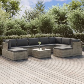 10-teiliges Gartenmöbel-Set und graue synthetische Rattankissen von vidaXL, Gartensets - Ref: Foro24-3157392, Preis: 892,36 €...