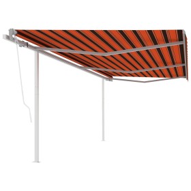 Automatic retractable awning with orange and brown posts, 6x3.5 m. by vidaXL, Awnings - Ref: Foro24-3070090, Price: 903,99 €,...