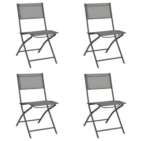 Folding garden chairs 4 units gray steel and textilene by vidaXL, Garden chairs - Ref: Foro24-313081, Price: 132,99 €, Discou...