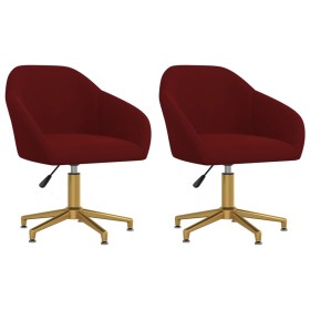 Sillas de comedor giratorias 2 unidades terciopelo rojo tinto de vidaXL, Sillas de comedor - Ref: Foro24-330605, Precio: 147,...