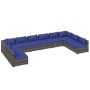 Set de muebles de jardín 10 pzas y cojines ratán sintético gris de vidaXL, Conjuntos de jardín - Ref: Foro24-3101926, Precio:...