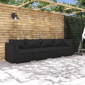 4-piece garden furniture set and black synthetic rattan cushions by vidaXL, Garden sets - Ref: Foro24-3101424, Price: 418,42 ...