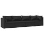 Set de muebles de jardín 4 pzas y cojines ratán sintético negro de vidaXL, Conjuntos de jardín - Ref: Foro24-3101424, Precio:...