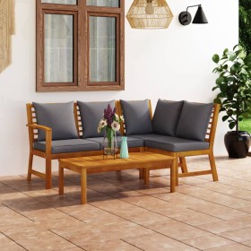 Garden furniture set 4 pieces with cream cushions solid acacia wood by vidaXL, Garden sets - Ref: Foro24-3057778, Price: 384,...