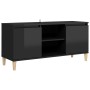 TV cabinet black pine wood legs with gloss 103.5x35x50 cm by vidaXL, TV Furniture - Ref: Foro24-805966, Price: 60,99 €, Disco...