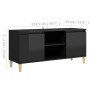 TV cabinet black pine wood legs with gloss 103.5x35x50 cm by vidaXL, TV Furniture - Ref: Foro24-805966, Price: 60,99 €, Disco...