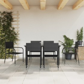 Garden dining set 7 pieces synthetic rattan and black steel by vidaXL, Garden sets - Ref: Foro24-3203275, Price: 293,15 €, Di...