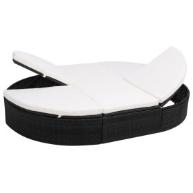 Garden lounger with black synthetic rattan cushions by vidaXL, Outdoor beds - Ref: Foro24-42940, Price: 292,99 €, Discount: %