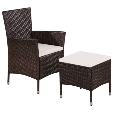 Garden chairs and stool with brown synthetic rattan cushions by vidaXL, Garden chairs - Ref: Foro24-44090, Price: 108,99 €, D...