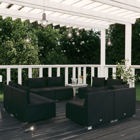 Set aus 8-teiligen Gartensofas und Kissen Kunstrattan schwarz von vidaXL, Gartensets - Ref: Foro24-3101536, Preis: 916,66 €, ...