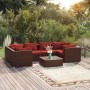 Set muebles de jardín 7 piezas y cojines ratán sintético marrón de vidaXL, Conjuntos de jardín - Ref: Foro24-3101947, Precio:...