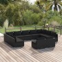 Set de muebles de jardín 11 pzas cojines ratán sintético negro de vidaXL, Conjuntos de jardín - Ref: Foro24-3102120, Precio: ...