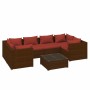 7-teiliges Gartenmöbel-Set und braune synthetische Rattankissen von vidaXL, Gartensets - Ref: Foro24-3101947, Preis: 623,53 €...