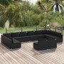 Set de muebles de jardín 12 pzas cojines ratán sintético negro de vidaXL, Conjuntos de jardín - Ref: Foro24-3102136, Precio: ...