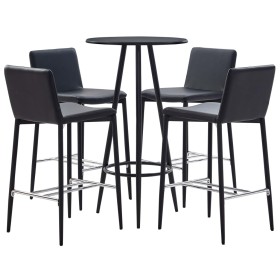 High table and bar stools set 5 pieces black synthetic leather by vidaXL, Furniture sets for kitchens and dining rooms - Ref:...