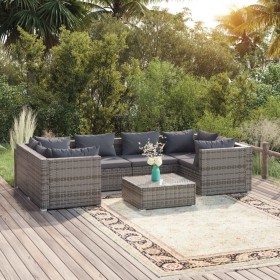 7-teiliges Gartensofa-Set und graue synthetische Rattankissen von vidaXL, Gartensets - Ref: Foro24-3101949, Preis: 591,99 €, ...