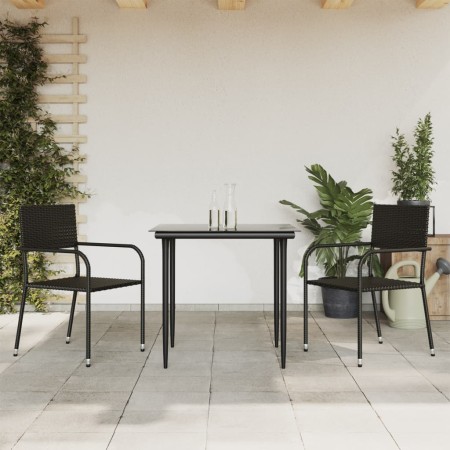 Garden dining set 3 pieces synthetic rattan and black steel by vidaXL, Garden sets - Ref: Foro24-3203272, Price: 177,19 €, Di...