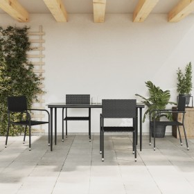 5-teiliges Garten-Esszimmer-Set aus synthetischem Rattan und schwarzem Stahl von vidaXL, Gartensets - Ref: Foro24-3203276, Pr...