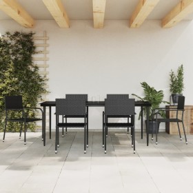 Garden dining set 7 pieces synthetic rattan and black steel by vidaXL, Garden sets - Ref: Foro24-3203278, Price: 385,99 €, Di...