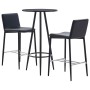 High table and bar stools set 3 pieces black synthetic leather by vidaXL, Furniture sets for kitchens and dining rooms - Ref:...