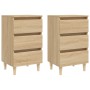 Bedside tables 2 units oak wood legs Sonoma 40x35x69 cm by vidaXL, Nightstands - Ref: Foro24-805894, Price: 108,25 €, Discoun...