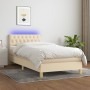 Cama box spring con colchón y LED tela crema 90x190 cm de vidaXL, Camas y somieres - Ref: Foro24-3133922, Precio: 334,70 €, D...