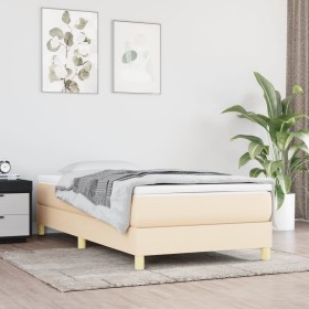 Box spring bed with cream fabric mattress 90x190 cm by vidaXL, Beds and slatted bases - Ref: Foro24-3144140, Price: 284,99 €,...