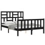 Bed frame with black solid wood headboard 140x200 cm by vidaXL, Beds and slatted bases - Ref: Foro24-3193080, Price: 160,99 €...