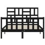 Bed frame with black solid wood headboard 140x200 cm by vidaXL, Beds and slatted bases - Ref: Foro24-3193080, Price: 160,99 €...