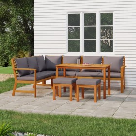 Garden dining set and cushions 7 pieces solid acacia wood by vidaXL, Garden sets - Ref: Foro24-3154969, Price: 655,98 €, Disc...