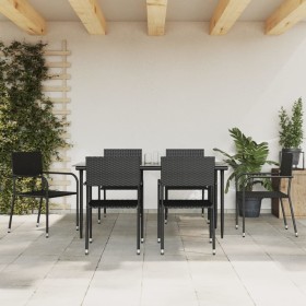 Garden dining set 7 pieces synthetic rattan and black steel by vidaXL, Garden sets - Ref: Foro24-3203277, Price: 311,99 €, Di...