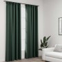 Blackout curtains with hooks linen look 2 pcs green 140x245cm by vidaXL, Curtains and curtains - Ref: Foro24-321190, Price: 3...