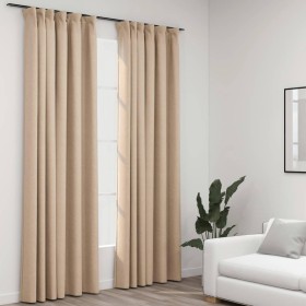 Blackout curtains hooks linen look 2 pcs beige 140x225cm by vidaXL, Curtains and curtains - Ref: Foro24-321213, Price: 40,91 ...