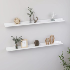 Wall shelves 2 units glossy white 100x9x3 cm by vidaXL, Shelves and shelves - Ref: Foro24-326651, Price: 24,50 €, Discount: %