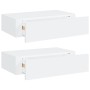 Wall shelves with drawer 2 pcs MDF white 40x23.5x10 cm by vidaXL, Shelves and shelves - Ref: Foro24-330242, Price: 60,91 €, D...