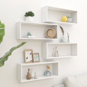 Cube wall shelf 4 pcs white plywood 60x15x23 cm by vidaXL, Shelves and shelves - Ref: Foro24-807134, Price: 50,65 €, Discount: %