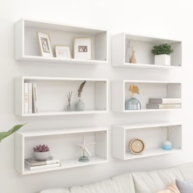 Cube wall shelves 6 units plywood white 60x15x23 cm by vidaXL, Shelves and shelves - Ref: Foro24-807135, Price: 76,28 €, Disc...