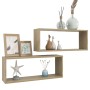 Wall cube shelf 2 units Sonoma oak plywood 60x15x23 cm by vidaXL, Shelves and shelves - Ref: Foro24-807142, Price: 32,56 €, D...